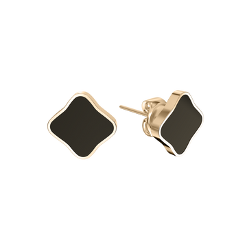 Flora Gold Black Earrings