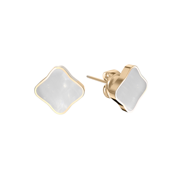 Flora Gold White Earrings
