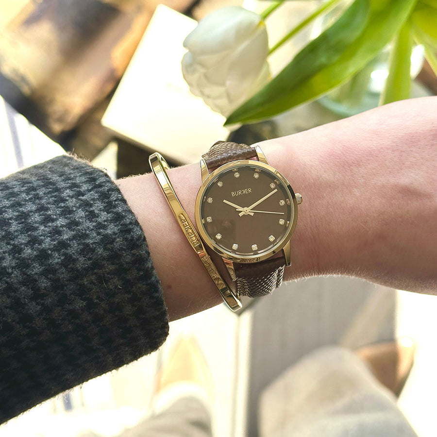 Amy Gold Brown / Brown Leather