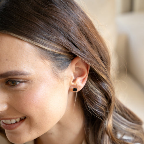 Flora Gold Black Earrings