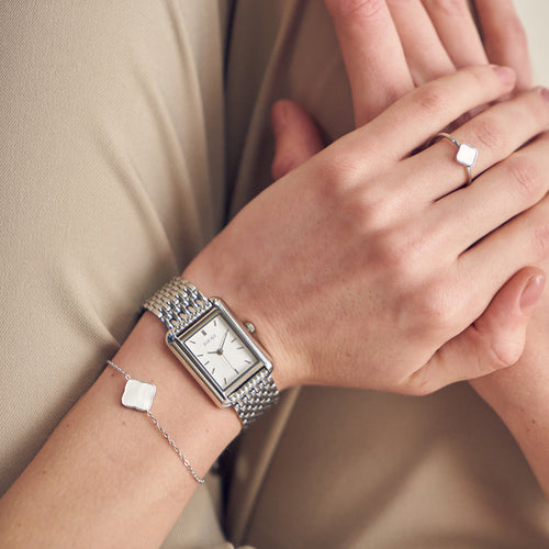 Flora Silver White Bracelet
